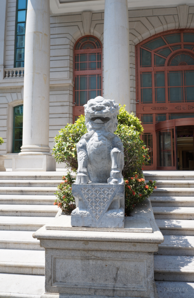 The figure at the entrance to the Buckingham Palace hotel, Sanya, Hainan Island, China