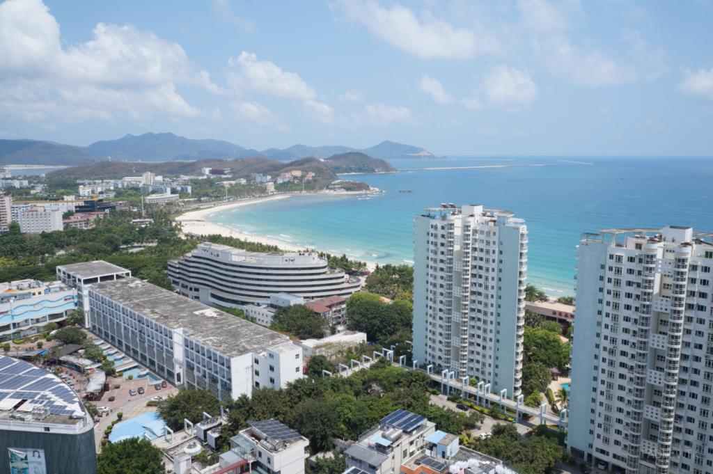 Top floor view of Da Dong Hai Bay from the Barry Boutique Hotel, Sanya, Hainan Island, China