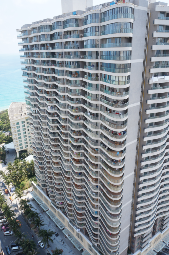 A view of the next building from the top floor of the Barry Boutique Hotel, Sanya, Hainan Island, China