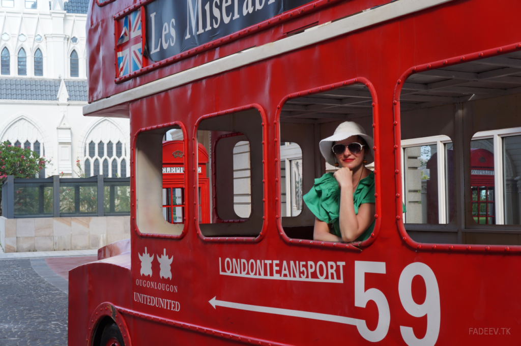 Doubledecker model on "European Street", Sanya, Hainan Island, China